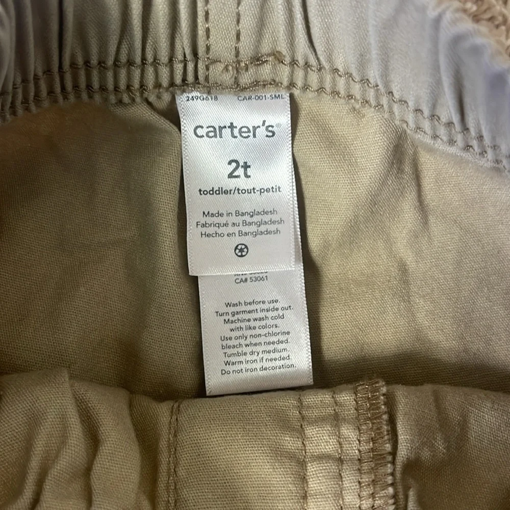 🟢 3/$15 Carters Tan Pull Up Pants Toddler 2T